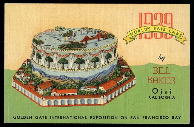 1939 World’s Fair Cake by Bill Baker, Ojai, CA. Golden Gate International Exposition on San Francisco Bay.